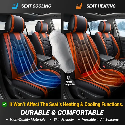 Miniatura 4 de OASIS AUTO Fundas de asiento delantero de automóvil, fundas de asiento impermeables de piel sintética para automóviles, ajuste universal para SUV
