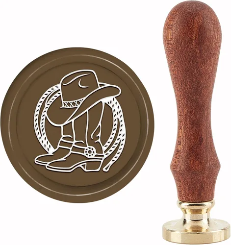 CRASPIRE Sello de cera de vaquero para sombrero, sellos de cera de sellado, botas, cuerda de 1.181 in, retro, vintage, extraíble, latón, cabeza con