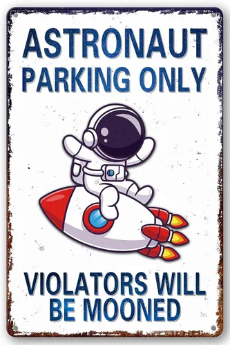 Perfect Space Gifts for Kids - Letrero de estacionamiento de astronautas - Decoración temática del espacio exterior para habitación de niños |