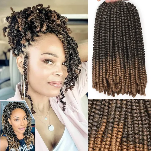 Miniatura 7 de Xtrend - Cabello trenzado de ganchillo con rizos de resorte, color rojo cobrizo, 12 pulgadas, para rizos de mariposa de imitación, extensiones