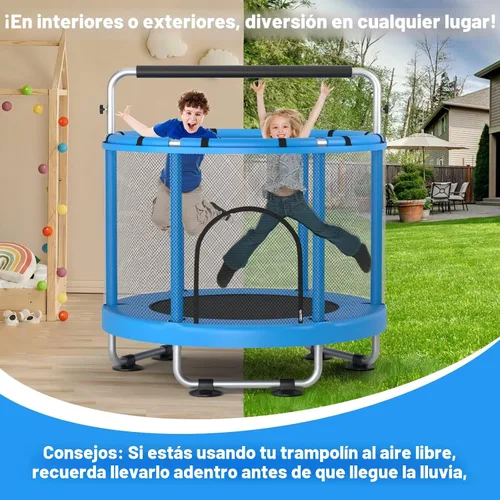 Miniatura 5 de ZCMHAXJ Trampolín de 55 pulgadas para niños con recinto, capacidad de 440 libras, trampolín para niños y exteriores, con barra de gimnasia ajustable