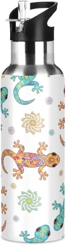 Miniatura 8 de Insulated Stainless Steel Water Bottle with Straw 20 Oz, BPA-Free Sports Water Bottle for Gym Outdoor Travel School, Funny Geckos Print