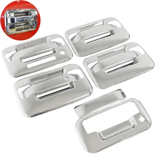 Miniatura 2 de NewYall Cubierta de manija de puerta exterior cromada con teclado y cubierta de portón trasero para Ford F-150 2004-2014 exterior delantera trasera