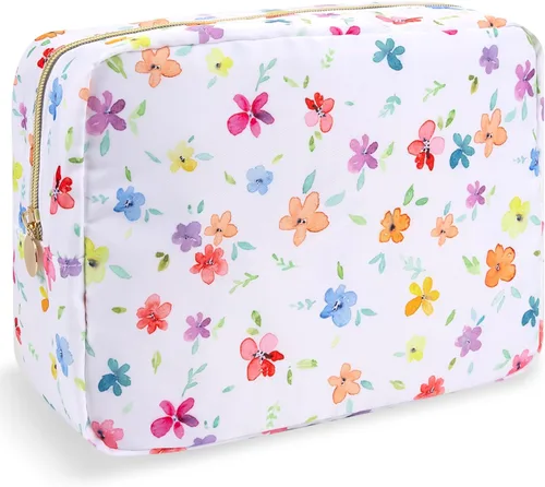 Miniatura 59 de izuzta Bolsa de maquillaje pequeña de nylon para bolso, linda bolsa de cosméticos con cremallera, bolsa de maquillaje preppy, Azul, Mini 2-Azul