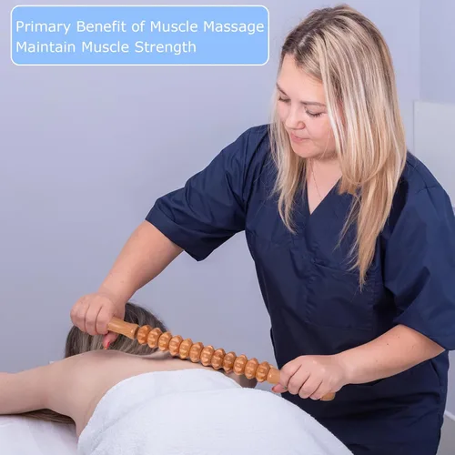 Miniatura 4 de Rodillo de madera para masaje muscular para atletas, alivio del dolor muscular, masajeador de celulitis, rodillo de fascia para terapia física