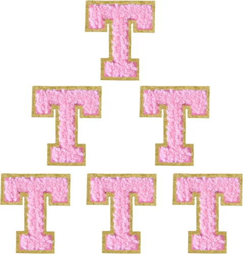 Miniatura 154 de 6 piezas de parches de letras de chenilla autoadhesivas, parches de letras preppy de 2 pulgadas para bolsos, ropa y sombreros, grandes pegatinas