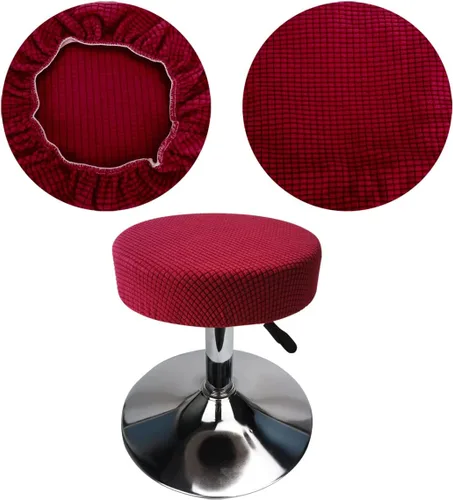 Miniatura 25 de Funda de taburete redonda de 12 a 16 pulgadas, fundas de asiento redondas para taburetes de bar, tela de lujo elástica, lavable de jacquard a prueba