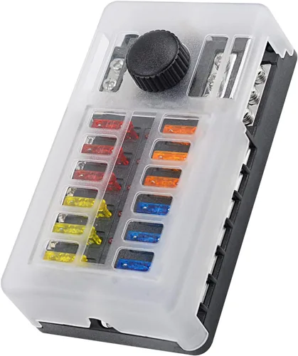 Miniatura 9 de Bloque de fusibles de 12 voltios, caja de fusibles impermeable de 6 vías con 6 barras colectoras negativas de tierra para automoción
