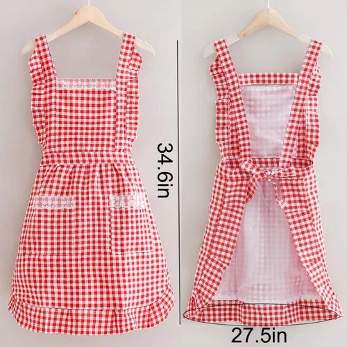 Miniatura 6 de Bonito delantal para mujer con bolsillos, delantal clásico vintage, delantal de cocina de 34 x 27 pulgadas, perfecto para cafetería, hornear, cocinar