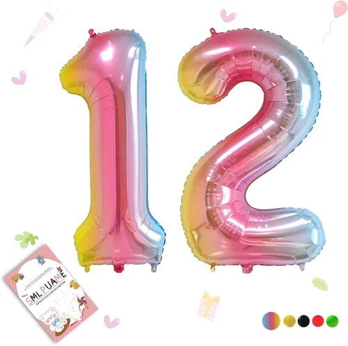 Miniatura 148 de Globos de números de 40 pulgadas del 0 al 9 dorados grandes del número 0, globos digitales para suministros de decoración de celebración de fiesta