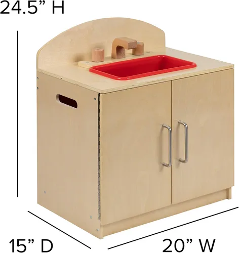 Miniatura 6 de Flash Furniture Hercules - Fregadero de cocina de madera para niños para uso comercial o doméstico, seguro, diseño apto para niños