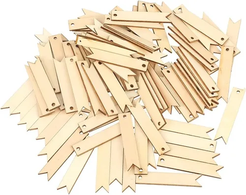 100 etiquetas de adorno de madera de color natural, decoración colgante de madera para decoración de bodas, etiquetas hechas a mano, regalo