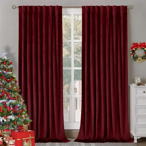 Miniatura 49 de BGment Cortinas de terciopelo rosa polvoriento, 2 paneles de 84 pulgadas, 2 paneles para sala de estar, aislamiento térmico de lujo, reducen