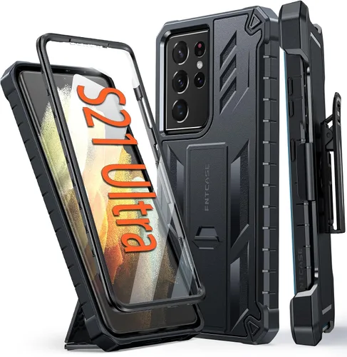 Miniatura 9 de FNTCASE Funda para Samsung Galaxy S21-Ultra: funda resistente de grado militar para teléfono celular con soporte Protección de TPU a prueba