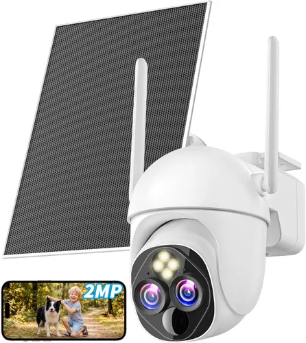 Miniatura 10 de Cámaras de seguridad solar 2K inalámbricas para exteriores, visión de 360°, cámara exterior para seguridad del hogar con visión nocturna a