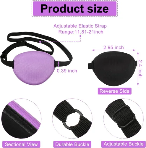 Miniatura 2 de SATINIOR 10 parches de ojos médicos ajustables para ambliopía, parche de un solo ojo perezoso para Halloween para ojos izquierdos o derechos rosados
