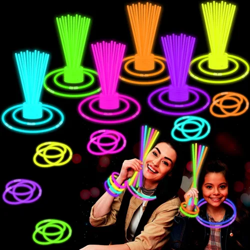 Paquete de fiesta de palitos luminosos de 8 a 50 pulgadas, pulseras y collares luminosos para niños, 250 aniversario, 4 de julio, neón que brilla en