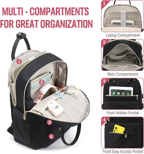 Miniatura 2 de LOVEVOOK - Mochila de computadora portátil para mujeres y niñas, mochila de 15.6 pulgadas impermeable para estudiantes, linda bolsa para libros