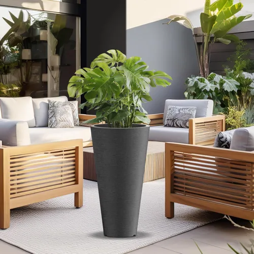 Miniatura 8 de Kante Juego de 2 macetas redondas altas y decorativas grandes de 29 pulgadas de alto para exteriores, interiores, jardín, patio, porche delantero
