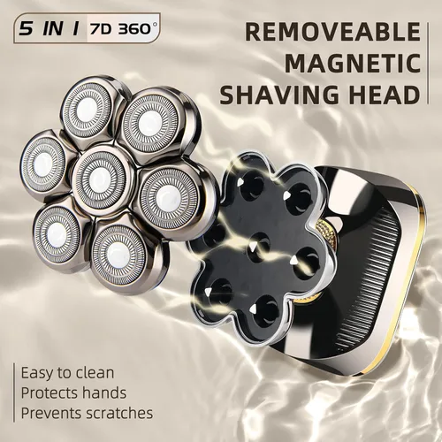 Miniatura 2 de Afeitadoras eléctricas de cabeza para hombres calvos, maquinilla de afeitar eléctrica 7D mejorada para hombres, afeitadora de cabeza seca y húmeda