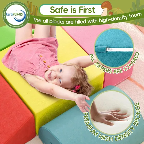 Miniatura 4 de TOLEAD Bloques grandes de escalada para bebés, 6 juguetes de escalada para niños pequeños, equipo de gimnasio de espuma suave de ultra alta Clásico