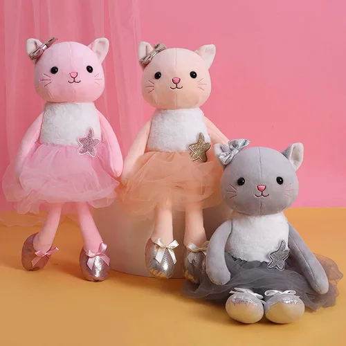 Miniatura 4 de Muñecas de bailarina de peluche, gatito, gato, animales de peluche, juguetes de ballet para niñas, regalos de recital para niñas, 15.5 pulgadas Gris