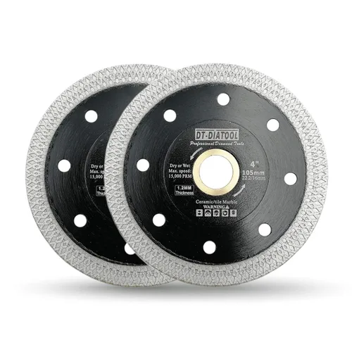 Miniatura 10 de DT-DIATOOL Hoja de sierra circular de granito de mármol de cerámica de 3-3/8 pulgadas (3.346 in) con segmento de malla en X, 0.39 pulgadas - 0.59