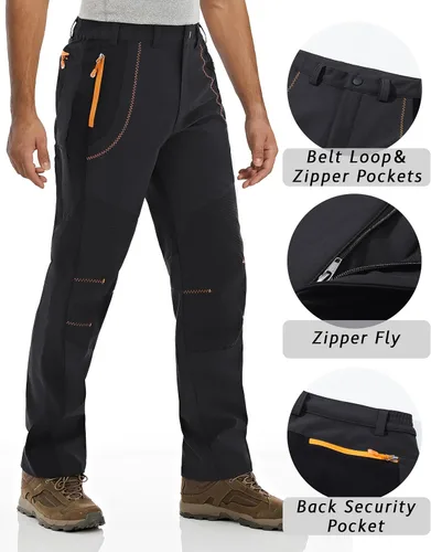 Miniatura 4 de TACVASEN Men's Snow Ski Pants Softshell Fleece Lined Hiking Snowboard Pants Waterproof & Windproof Pants with Zipper Pockets