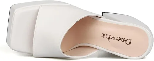 Miniatura 4 de Dsevht Sandalias de plataforma gruesa para mujer, sin cordones, puntera cuadrada, con tacón alto
