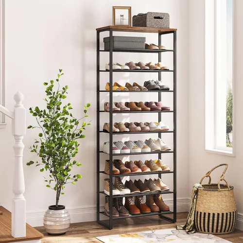 Miniatura 2 de HOOBRO - Zapatero de 10 niveles, organizador de almacenamiento de zapatos de 23.6" L, estante de zapatos de gran capacidad para entrada de puerta