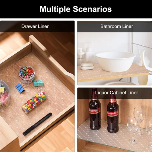 Miniatura 7 de Cooyes Revestimiento para estanterías – Revestimiento de gabinete y cajón no adhesivo prémium para cocina – Papel impermeable con patrón moderno