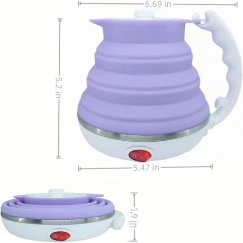 Miniatura 4 de Hervidor de viaje plegable, hervidor eléctrico portátil, hervidor de té de viaje, caldera de agua portátil, silicona de grado alimenticio, apagado