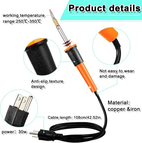 Miniatura 3 de Honoson - Herramienta de corte con cuchillo caliente eléctrico de 19 piezas, cortador de plantillas con cuchillo caliente multiusos con soporte