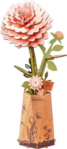 Miniatura 14 de rowood Rompecabezas 3D de flores de madera, juego de bloques de construcción de flores, kit de manualidades, día de la madre, día de San Valentín