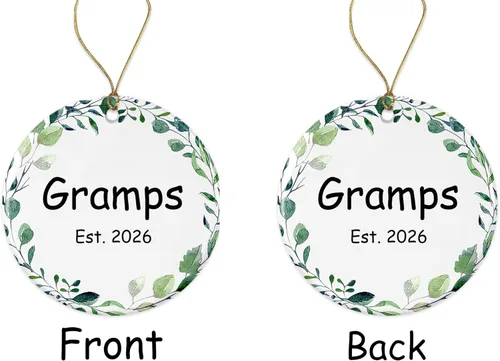 Miniatura 2 de Gramps Est. 2023 Ornamento – Nuevos Gramps 2023 – Adorno de árbol de Navidad para abuelos – Regalo para abuelos – Adorno de cerámica impreso