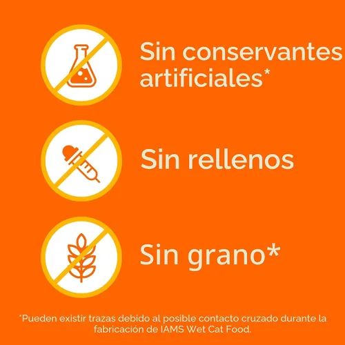 Miniatura 7 de IAMS Perfect Portions - Paquete variado de alimento húmedo para gatos adultos de interior, cortes en salsa, recetas de salmón y atún, 2.6 oz.