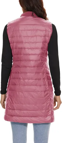 Miniatura 3 de ELFJOY Chaleco largo acolchado para mujer, tipo túnica, chaleco largo y plegable, ropa exterior de invierno