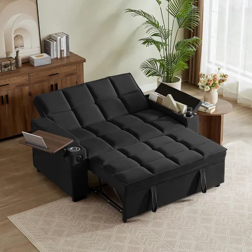 Miniatura 11 de Auvsoce - Sofá cama biplaza de 65 pulgadas, sofá convertible para sala de estar, sofá para RV con respaldo ajustable, chaise longue, mesa lateral