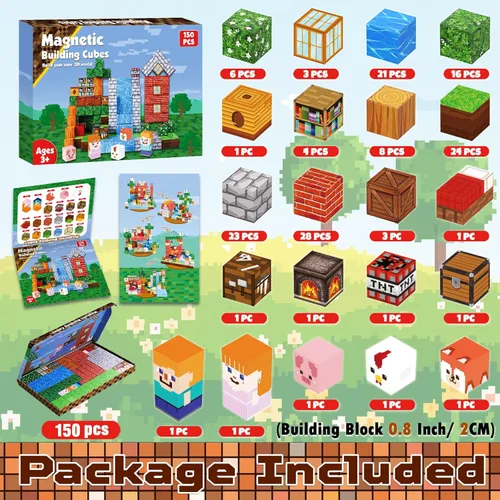 Miniatura 2 de Goody King Bloques Magnéticos Juego de 150 Bloques de Construcción Magnéticos, Imanes Apilables para Niños, Juguete Sensorial para Juguetes