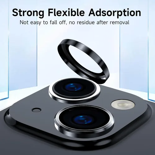 Miniatura 3 de YWXTW Protector de lente de cámara para iPhone 15/15 Plus/16e/ 17e, anillo de metal antiarañazos individual protector de pantalla de vidrio templado
