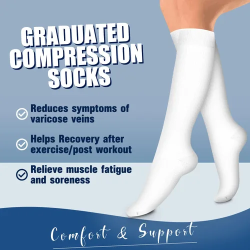 Miniatura 22 de Laite Hebe 4 pares de calcetines de compresión para mujeres y hombres, el mejor apoyo para enfermeras, correr, atletismo