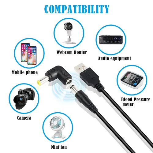 Miniatura 5 de GINTOOYUN Cable de alimentación USB 2.0 a CC USB2.0 a CC de 0.217 in x 0.083 in, cable de carga universal de 5 V con 10 tipos de conectores