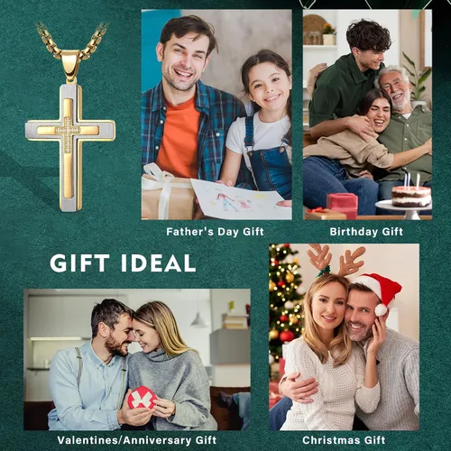 Miniatura 6 de PAITAIN Regalos para el día del padre para hombres, collar de cruz para padre, papá, marido, novio de esposa, hija, novia, hijo, regalos