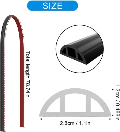 Miniatura 2 de Presa de agua plegable de 78 pulgadas para umbral de ducha con forma de arco de 0.47 pulgadas de alto, barrera negra para detener el agua, mantiene