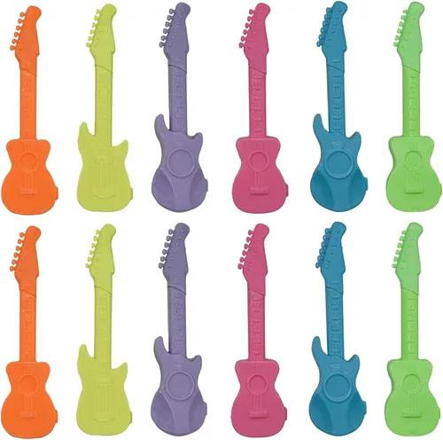 Maydahui 24 mini bolígrafos de guitarra, novedosos bolígrafos de música, color caramelo, estilo simple, tinta azul para escuela, estudiantes, fiestas
