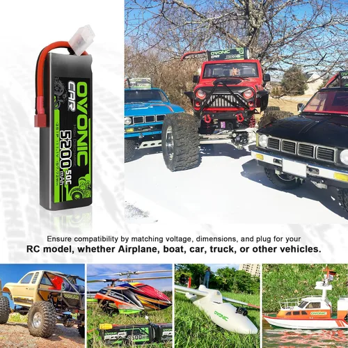 Miniatura 5 de OVONIC Lipo Batería 5200mAh 50C 11.1V 3S RC Batería con Dean-Style T y XT60 conector para RC Plane DJI Quadcopter RC Avión RC Helicóptero RC Coche