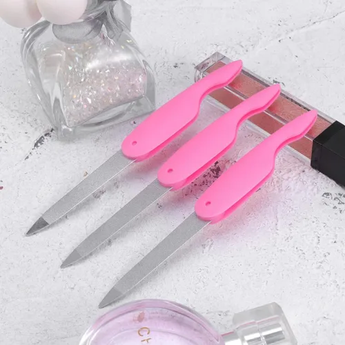Miniatura 9 de Uonlytech Lima de uñas profesional, 3 limas de uñas plegables de doble cara, lima de uñas plegable de acero inoxidable, herramientas de manicura