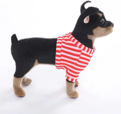 Miniatura 3 de CU-MATE Peluche de perro Doberman Pinscher de 10 pulgadas, juguete de peluche realista negro y tostado, regalo para niños y niñas