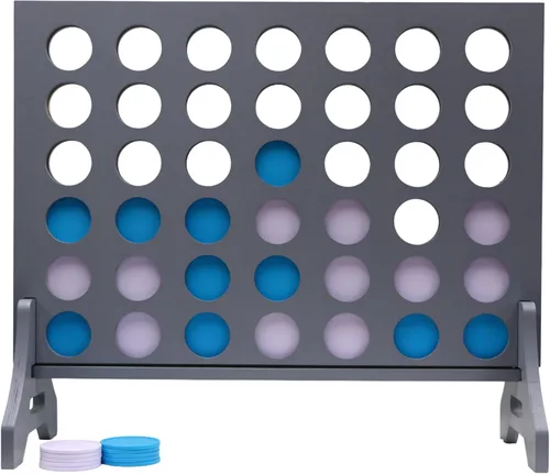 Miniatura 29 de Juego gigante 4 en una fila para familia y adultos – Tailgating Pros Jumbo de madera gris cuatro en una fila juego de patio para interiores