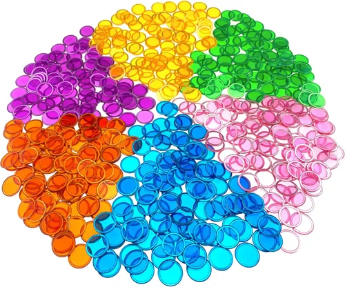 Fichas magnéticas de bingo 600 piezas de fichas de juego transparentes de plástico con anillos de metal, mezcla de 6 colores